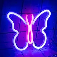 Lapalife Blau Schmetterling Leuchtreklame LED Neonlicht USB Nachtlicht Batteriebetrieben für Wand Zimmer Spielzimmer Bar Party Dekoration
