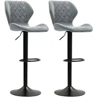 HOMCOM Barhocker 2er-Set Gepolstert Barstuhl mit Lehne Chenille-Optik Dunkelgrau