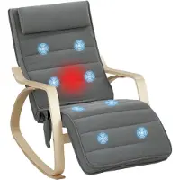 BundiGlassware Schaukelstuhl mit Massage-Funktion, Lendenheizung, 3 Modi, Stoffbezug, Grau
