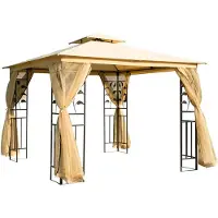 Welikera Luxus Pavillon 3x3 m Gartenpavillon mit Doppeldach Partyzelt mit Seitenteilen Festzelt Gartenzelt Pagode Beige