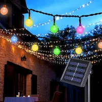 Lapamax 9.5M 50LEDs Solar Lichterkette Kugel LED Beleuchtung mit 8 Modi Garten Party Hochzeit Außen Deko, Bunt