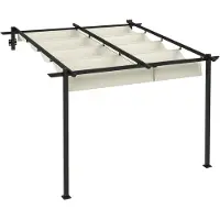Outsunny Pavillon ca. 3 x 3 m Pergola Winddichte Terassenüberdachung für Garten
