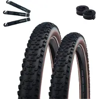 Bike-parts 2 x Fahrradreifen Schwalbe Smart Sam Performance ADDIX E-25 29 x 2,25 (57-622) Bronze/Reflex + 2 x Schwalbe Schläuche DV19 inkl. Reifenheber