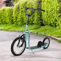 SUGIFT Tretroller Kickscooter, Kinderroller mit Handbremse, Stahl verstellbar, Blau | ab 5 Jahre | 16 Zoll | 88–94 cm Lenker