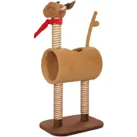 PawHut Kratzbaum 98 cm Katzenturm im Hirschdesign, mit Höhle, Spielball