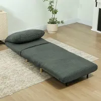 SUGIFT Gästebett klappbar, Schlafsessel mit Bettfunktion, Cord-Optik Polyester, Grün | Schaumstoffpolsterung | 3-stufige Rückenlehne | 82 x 87 x 89 cm