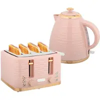 HOMCOM Wasserkocher-Toaster-Set mit 1,7 L Wasserkocher, 4 Scheiben-Toaster Creme