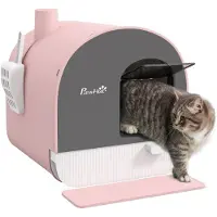 PawHut Katzentoilette Katzenklo mit Haube und Deckel Katzenstreu Matte Grau