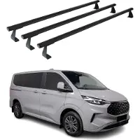 Omtec Dachträger für Ford Transit Custom / Tourneo Custom 2023-2025 75kg Schwarz 3tlg