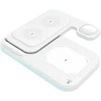 Welikera Faltbare 3-in-1 Ladestation, kabelloses Laden bis 15W, für Handy, Ohrhörer & Uhr, USB-C, Überhitzungsschutz, LED-Anzeige, ideal für Reisen