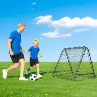 SUGIFT Fußball Rebounder Trainingstor, Fußballtor klappbar verstellbar, Metallrahmen PE-Netz, Schwarz | doppelseitig nutzbar | 5,9 kg | 100 x 90 cm