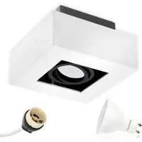 LUMILED Aufbauspot LED Aufbauleuchte Deckenspot Deckenlampe Spot Deckenleuchte eckig weiß + 6W LED–Leuchtmittel GU10 580lm 3000K Warmweiß