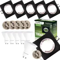 LUMILED 6er Set LED Einbaustrahler GU10 6W Warmweiß 3000K Schwenkbar 85mm Ultra Flach Aluminium Eckig Schwarz Gebürstet 230V Inkl. GU10 Fassung & LED Leuchtmittel Decken Einbauleuchten für Wohnzimmer