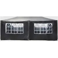 Markenlos Gartenpavillon 3 x 6 m in Grau mit UV-Schutz 50+, mit aufrollbaren Seiten und Fenstern für Terrasse und Festival