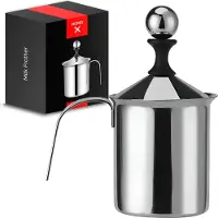HGMD Milchaufschäumer Manual - 400ml - Edelstahl - Milchschneebesen - Milchkännchen - Barista - Spülmaschinenfest