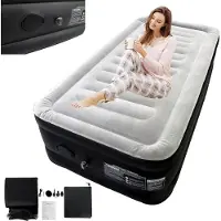 ACXIN Gästebett Aufblasbare Luftmatratze Matratze Luftbett Selbstaufblasend, inkl. Luftpumpe&Tragetasche für Camping/zu Hause, 187 x 90 x 46 cm Luftmatratze 1 Personen, Bis 300kg Schwarz Grau