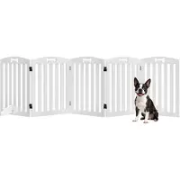 PawHut Absperrgitter Hund 3-teilig, 258 x 61 cm Faltbar Türschutzgitter Weiß