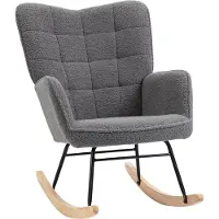 HOMCOM Schaukelstuhl Sessel Relaxsessel bis 120 kg, Polyester, Dunkelgrau