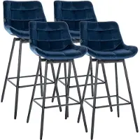 CLP 4er Set Barhocker Weston Schwenkbar Blau/Samt
