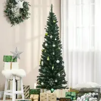 SUGIFT Künstlicher Weihnachtsbaum schmal 180 cm, Christbaum Tanne mit Ständer & Stern, Kunststoff/Metall, Grün | 55 x 55 cm | 390 Spitzen | 2,1 kg