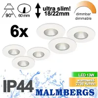 Malmbergs 6er Set LED Einbauspots MD-315 – dimmbar, ultra slim, IP44, weiß
