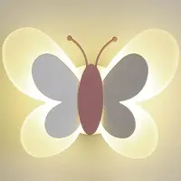 360Home Kinderzimmer Cartoon Schmetterling Wandleuchte Nachtlicht Weiß+rosa