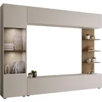 Mirjan 24 Wohnwand Lazando, Stilvoll Wohnzimmer-Set, Schrankwand, Praktisch Mediawand, TV-Schrank (Farbe: Cashmere + Cremona Eiche, mit weißer LED Beleuchtung)