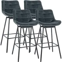 CLP 4er Set Barhocker Weston Schwenkbar Dunkelgrau/Samt