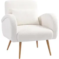 HOMCOM Sessel gepolsterter Loungesessel mit Armlehnen, Lendenkissen, Metallbeine
