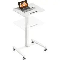 HOMCOM Laptoptisch Höhenverstellbar Pneumatisch mit Rollen Neigbarer Tischplatte