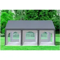Markenlos Partyzelt 4x6m Modular Professional PVC 500 g/m² mit Fenster GRAU Weiss