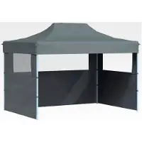 Markenlos Faltbares Partyzelt mit 3 Seitenwänden, wasserbeständig, Pavillon, Festzelt, Gartenzelt, Bierzelt, 3x4m, Stahl, Anthrazit