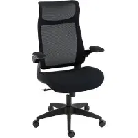 BundiGlassware Ergonomischer Bürostuhl mit 3D-Armlehnen, Netzstoffrücken, S-förmige Rückenlehne, Kopfstütze, Kippfunktion, Schwarz