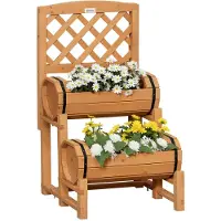 Aosom Hochbeet Blumenkasten mit Rankhilfe im rustikalen Design für Garten