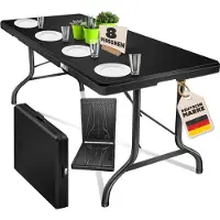 Kesser Buffettisch Tisch klappbar Kunststoff 183x76 cm Campingtisch Partytisch Klapptisch Gartentisch für Garten, Terrasse und Balkon zusammenklappbar 8 Personen inkl. Tragegriff und Cover