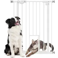 PawHut Hunde Türschutzgitter, 74-80 cm Treppenschutzgitter, Stahl, Weiß
