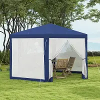 SUGIFT Gartenpavillon 6-eckig mit Netzvorhängen, Metallgestell pulverbeschichtet, Partypavillon Blau | 394 x 341 x 250 cm | 10 kg