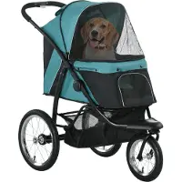 vidaXL Sunvello Hundewagen, klappbar, Sonnenschutz, Netzfenster, Ablagekorb, Dunkelgrün, 111 x 58 x 107 cm