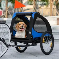SUGIFT Hundeanhänger Fahrrad klappbar, Fahrradanhänger Hund, Hunde-Fahrradanhänger Oxfordstoff, Blau | 140 x 71 x 83 cm | bis 20 kg | Stahlrahmen