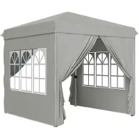Fortuna Lai Pavillon 2,5x2,5m, wasserabweisend Stabil Winterfest Pop-up Faltpavillon, UV Schutz 50+, Faltbar Partyzelt Gartenzelt mit 4 Seitenteilen Tasche Gartenpavillon für Camping Garten, Hellgrau