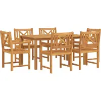 vidaXL Möbel 7-teiliges Garten-Ess-Set aus massivem Akazienholz - Gartentische 3375653