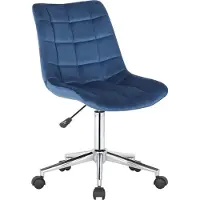 BellaFurn Samt-Bürostuhl – Ergonomischer Bürostuhl – Höhenverstellbar und Drehfunktion | Farbe: blau