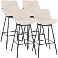 CLP 4er Set Barhocker Weston 180° Schwenkfunktion mit Rückenlehne gepolstert creme Material Samt