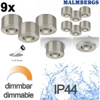Malmbergs MD-29 LED Kit Satin – 9er Set Mini LED Spots – Dimmbar – Einbau & Aufbau – IP44 – 36mm