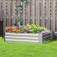 SUGIFT Hochbeet Stahl verzinkt stapelbar, Pflanzkasten Gemüsebeet Blumenkasten, Silber | 120 x 90 x 30 cm | 5 kg | Anti-Rost-Beschichtung