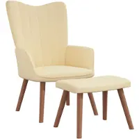 vidaXL Möbel Relaxsessel mit Hocker Cremeweiß Samt - Fernseh- & Relaxsessel 327675
