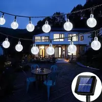 Lapalife Solar Kristall Kugel Lichterkette Weiß 8 Lichtmodi Außen Innen Deko für Garten Balkon Hochzeit Party Weihnachten, 9.5m 50LED