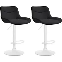 CLP 2er Set Barhocker Vonore Stoff weiß schwarz