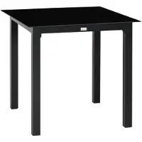 SUCCESS COURIER Gartentisch 80x80 cm quadratisch – Aluminium Terrassentisch Schwarz mit Hartglasplatte, wetterfester Esstisch für 4 Personen, Balkon & Außenbereich