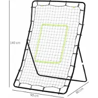 SUGIFT Kickback Rückprallwand Trainingshilfe, Fußball Rebounder Tor mit Stahlrahmen und PE-Netz, Schwarz | 2,4 kg | 4 Heringe | 90x80x140 cm